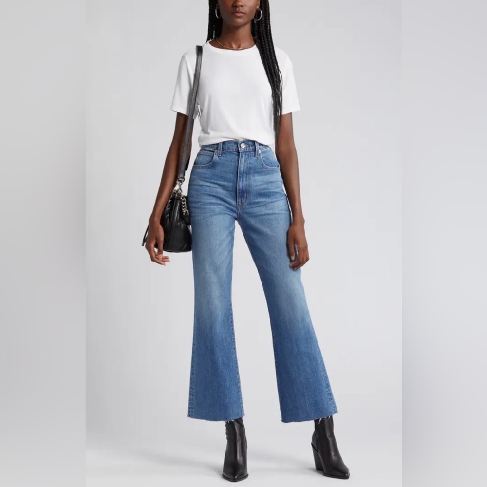 SLVRLAKE Frankie High Waist Raw Hem Flare Jeans Heart of Mine Size 25